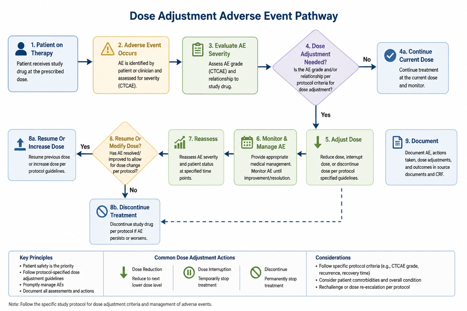 Clinical pathway for dose adjustment after adverse events